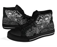 Samoa Polynesian High Top Shoes - White Turtle Flowing - Polynesian Pride