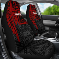Samoa Car Seat Covers - Samoa Seal With Polynesian Pattern In Heartbeat Style (Red) - Polynesian Pride