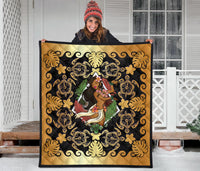 Hawaii Polynesian Premium Quilt - Hawaiian Dancing Girl Gold - Polynesian Pride