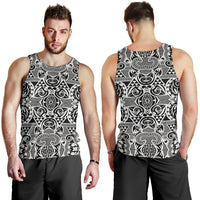 Polynesian Tribal Men's Tank Top Black White White - Polynesian Pride