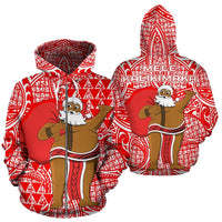 Polynesian Kakau Santa Mele Kalikimaka Hawaii Zip Hoodie Red Unisex Red - Polynesian Pride