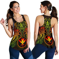 Polynesian Hawaii Women's Racerback Tank - Reggae Turtle Manta Ray RED - Polynesian Pride