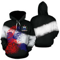 Samoa Hoodie Samoa Coat of Arms With Fingerprint Design K13 Unisex Black - Polynesian Pride