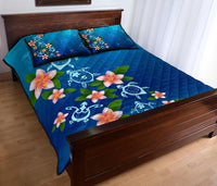 Turtle Polynesian Plumeria Quilt Bed Set - Polynesian Pride