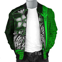Polynesian Hawaii Men Bomber Jacket Green - Turtle with Hook - Polynesian Pride