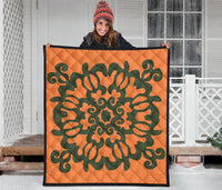 Hawaiian Quilt Turtle Pattern New Orange Premium Quilt - Skin Style - AH - Polynesian Pride