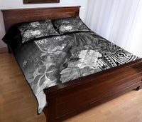 Fiji Quilt Bed Set - Humpback Whale with Tropical Flowers (White) - Polynesian Pride