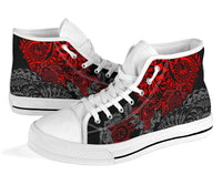 Tahiti Polynesian High Top Shoes - Red Turtle Hibiscus Flowing - Polynesian Pride