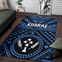 Kosrae Area Rug - Kosrae Flag In Polynesian Tattoo Style (Blue) - Polynesian Pride