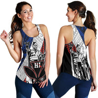 Hawaii Kanaka Cover Kakau Polynesian King Women's Racerback Tank Blue - Polynesian Pride