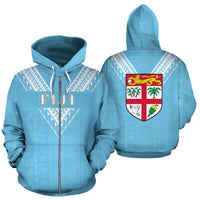 Fiji All Over Zip up Hoodie Flag Color Sailor Style Unisex Blue - Polynesian Pride