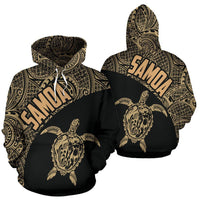 Samoa Hoodie Samoa Turtle Mermaid Polynesian Tattoo Gold Unisex Black - Polynesian Pride