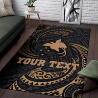 Papua New Guinea Polynesian Custom Personalised Area Rug - Gold Tribal Wave - Polynesian Pride
