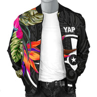 Yap Men's Bomber Jacket - Polynesian Hibiscus Pattern - Polynesian Pride