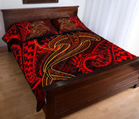 Guam Polynesian Quilt Bed Set - Red Shark Polynesian Tattoo - Polynesian Pride
