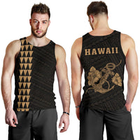 Hawaii Kakau Polynesian Anchor Map Men's Tank Top - Gold Gold - Polynesian Pride