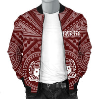 Samoa Personalised Men's Bomber Jacket - Samoa Seal In Polynesian Tattoo Style (Red) - Polynesian Pride