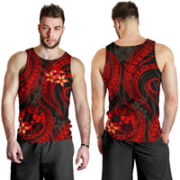 Tonga Polynesian Men Tank Top - Red Plumeria - Polynesian Pride