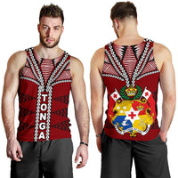 Tonga Polynesian Men's Tank Top - Tongan Ngatu Pattern Red - Polynesian Pride