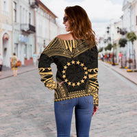 Cook Islands Polynesian Chief Women's Off Shoulder Sweater - Gold Version - Polynesian Pride