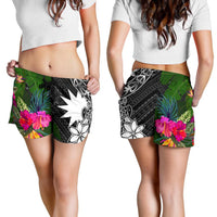 Nauru Women Shorts - Turtle Plumeria Banana Leaf - Polynesian Pride