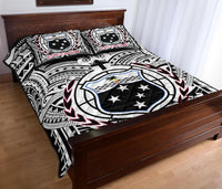 Samoa Quilt Bed Set - Samoa Coat Of Arm, Polynesian Tattoo (White) - Polynesian Pride