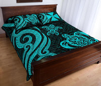 Wallis and Futuna Quilt Bed Set - Turquoise Tentacle Turtle - Polynesian Pride