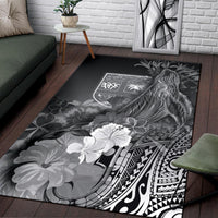 Fiji Area Rug - Humpback Whale with Tropical Flowers (White) - Polynesian Pride