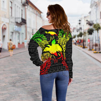 Papua New Guinea Polynesian Shoulder Sweater Map Reggae - Polynesian Pride