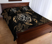 Hawaii Quilt Bed Set - Hawaii Polynesian Turtle Quilt Bed Set Flow Of Turtle Gold - Polynesian Pride