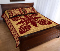 Hawaiian Quilt Pattern Palm Tree And Pineapple New Quilt Bed Set - Polynesian Pride