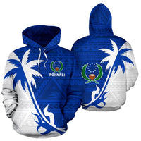Pohnpei Hoodie Pohnpei Flag Coconut Tree Unisex Blue - Polynesian Pride