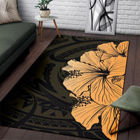 Royal Hibiscus Polynesian Tribal Area Rug Gold AH - Polynesian Pride
