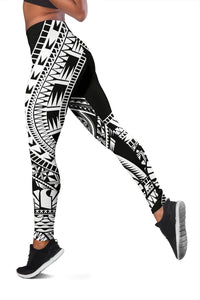 Tahiti Women Leggings Polynesian Pattern Black - Polynesian Pride