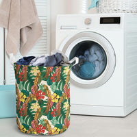 Hawaii Tropical Leaves Flowers And Birds Floral jungle Hawaii Laundry Basket AH - Polynesian Pride