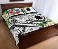 Nauru Polynesian Quilt Bed Set - Summer Plumeria (White) - Polynesian Pride