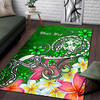 Tonga Custom Personalised Area Rug - Turtle Plumeria (Green) - Polynesian Pride