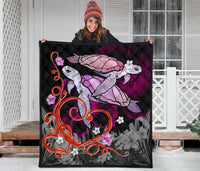 Hawaii Turtle Couple Valentine's Hibiscus Plumeria Premium Quilt - Valentine Style - AH - Polynesian Pride