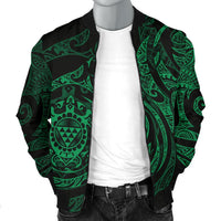 Polynesian Hawaii Men's Bomber Jacket - Green Turtle Tribal - Polynesian Pride