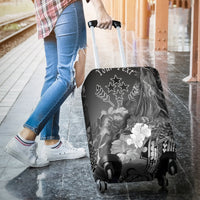 Kosrae Custom Personalised Luggage Covers - Humpback Whale with Tropical Flowers (White) - Polynesian Pride