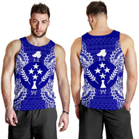 Kosrae Polynesian Men Tank Top Map Blue - Polynesian Pride