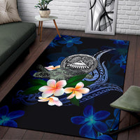 American Samoa Polynesian Area Rug - Turtle With Plumeria Flowers - Polynesian Pride