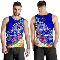 FSM Men's Tank Top - Turtle Plumeria (Blue) - Polynesian Pride