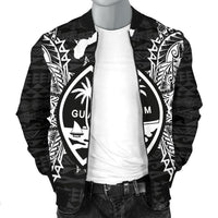 Guam Polynesian Men's Bomber Jacket Map Black - Polynesian Pride