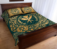Hawaii Vintage Tribal Map Kanaka Quilt Bed Set - AH - Green - Polynesian Pride