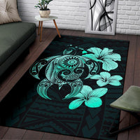 Hibiscus Plumeria Mix Polynesian Turtle Area Rug AH - Polynesian Pride