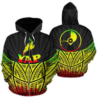 Yap Polynesian Zip up Hoodie Reggae Pride Map and Seal Unisex Reggae - Polynesian Pride