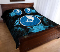 Yap Polynesian Quilt Bed Set Hibiscus Blue - Polynesian Pride