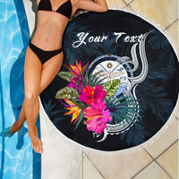 Marshall Islands Polynesian Custom Personalised Beach Blanket - Tropical Flower - Polynesian Pride