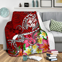 Tonga Premium Blanket - Turtle Plumeria (Red) - Polynesian Pride